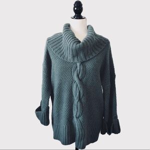Talbots Sage Green Alpaca/Wool Cowl Neck Sweater